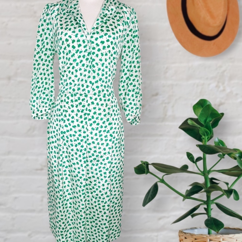 Vintage Green & White Patterned Dress